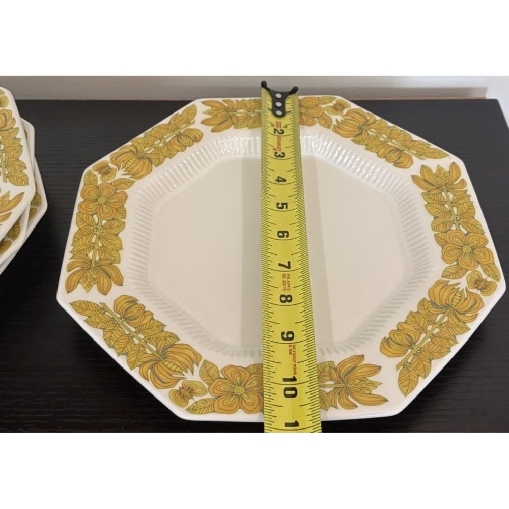 Vintage Set of 4 Yellow Bouquet Dinner Plates Independence Ironstone Japan 11" - Picture 10 of 16